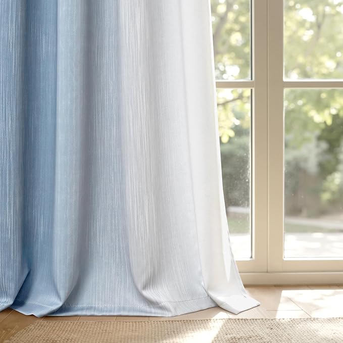 MIULEE Stone Blue and Greyish White Ombre Blackout Curtains 52Wx84L | Full Room Darkening,Thermal Insulated,84 Inch Long,Grommet Drapes for Bedroom/Living Room,Modern Window Treatments,Set of 2