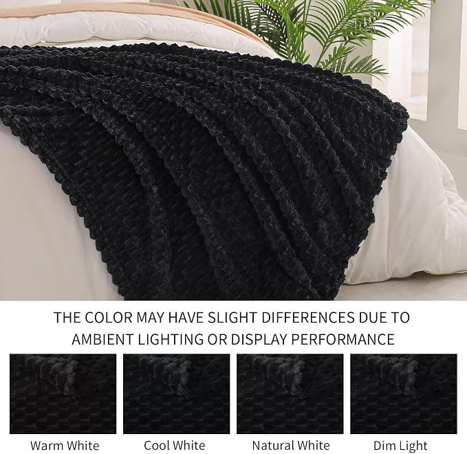 Exclusivo Mezcla 3D Fleece California King Blanket for Bed, Black | Oversized Soft Fuzzy Plush Lightweight Bed Blankets, Cozy Fluffy Decorative Blankets for All Seasons, 120x120 Inches