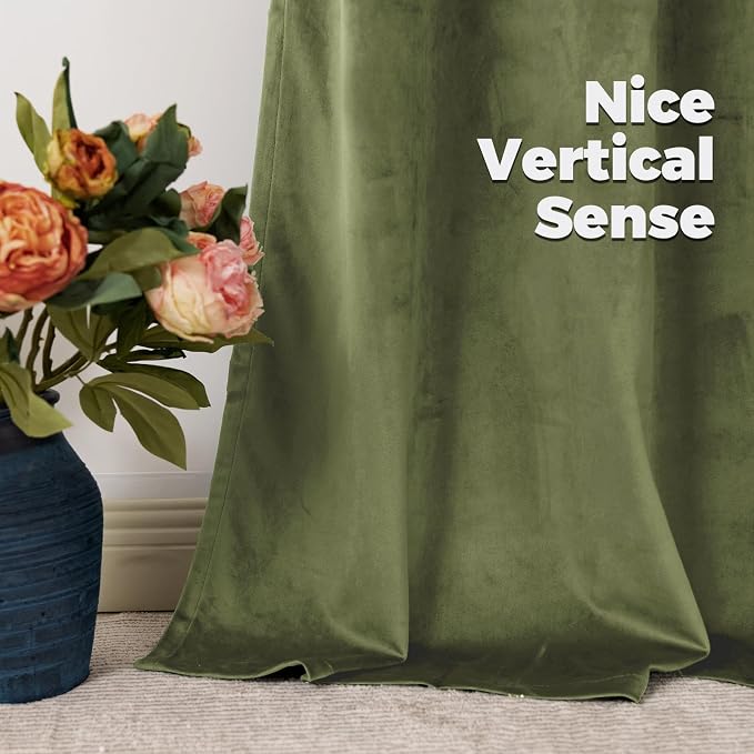 BGment Sage Green Velvet Curtains 120 Inches Long for Living Room, 2 Panels | Back Tab Rod Pocket, Long Curtains, Thermal Insulated, Soundproof, Elegant Decorative Drapes for Bedroom, 52 x 120 Inch