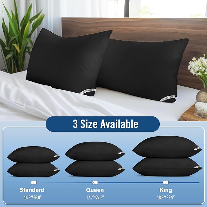 Piwaal Luxury Hotel Pillows for Sleeping 4 Pack,Bed Pillows Queen Size Set of 4,Down Alternative Filling,Pillows for Back,Stomach and Side Sleepers