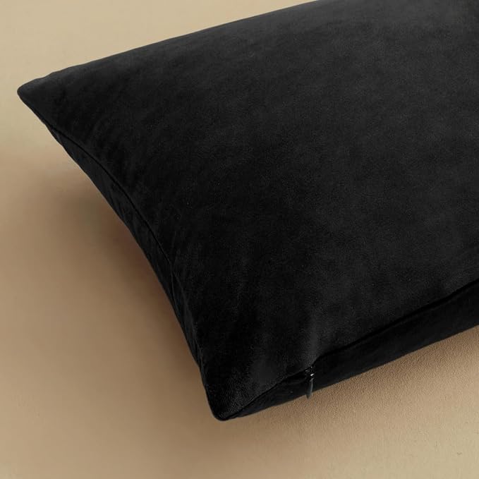 MIULEE Velvet Throw Pillow Covers 22x22 Inch Pack of 2 Black | Soft Solid Decorative Pillow Covers, Modern Luxury Home Decor, for Couch Chair Sofa Bedroom Livingroom