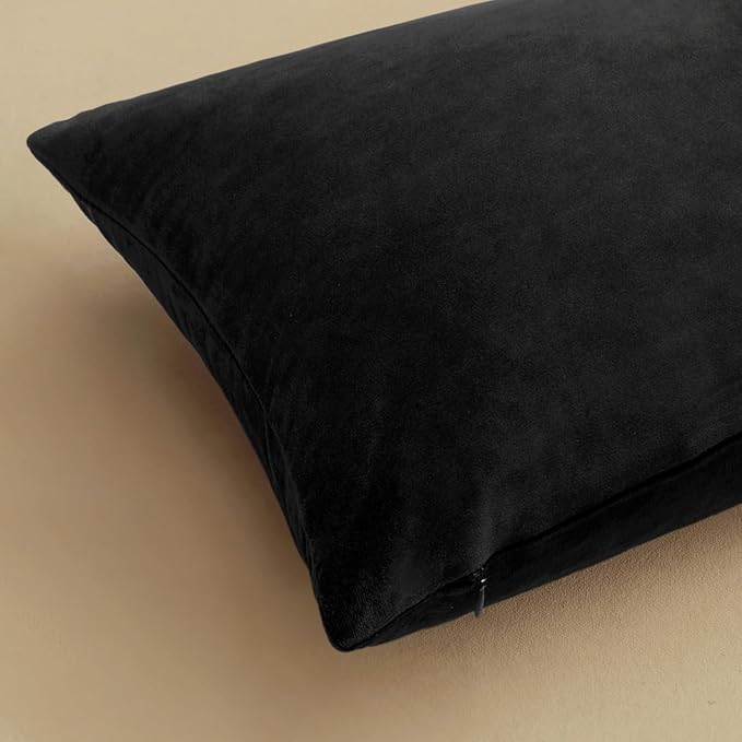 MIULEE Velvet Throw Pillow Covers 14x14 Inch Pack of 2 Black | Soft Solid Small Decorative Pillow Covers, Modern Luxury Home Decor, for Couch Chair Sofa Bedroom Livingroom Car