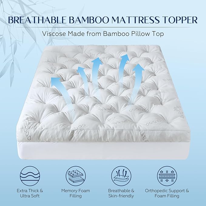 5 Inch Cooling Mattress Topper Twin Size,39x75 in | Twin Mattress Pad Cover,Gel Memory Foam Filling, Soft Pillow Top,Pain Relief,For Hot Sleppers