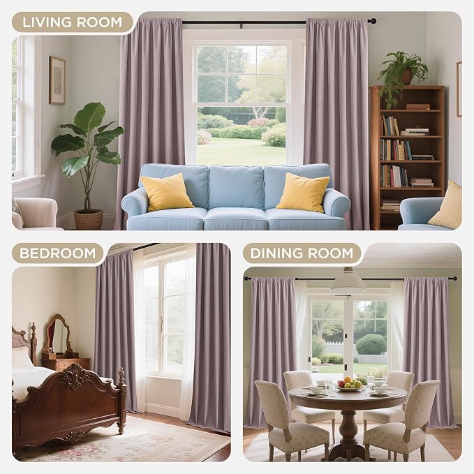 Joydeco 100% Blackout Curtains Velvet Black Out Curtain 96 Inch Drapes | for Bedroom Living Room, Heat and Light Blocking, Thermal Insulated Luxury Heavy Duty Curtain 2 Panels Back Tab&Rod Pocket
