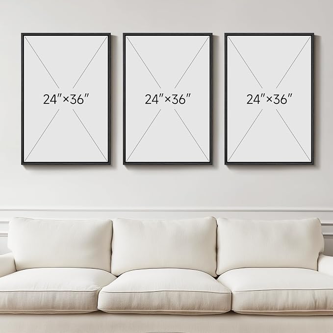 Large Framed Blue Abstract Wall Art for Living Room, Modern 3D Artwork | Solid wood frame, Navy blue and white pictures, Set of 3 piece big 24x36 in, Textured paintings wall decor bedroom office