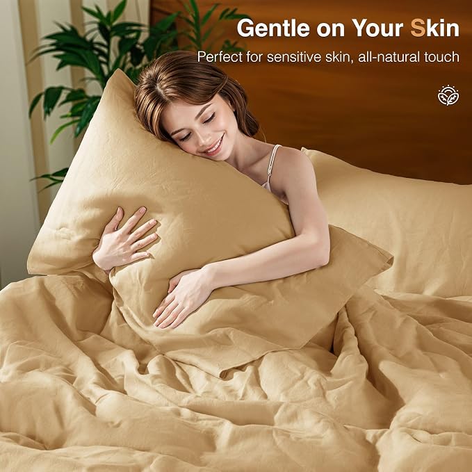 SONORO KATE 100% French Linen King Duvet Cover Set,Zipper Closure,3PC | Natural French Flax,Soft Breathable for Hot Sleepers,Moisture Wicking & Durable,4 Corner Ties,Rust