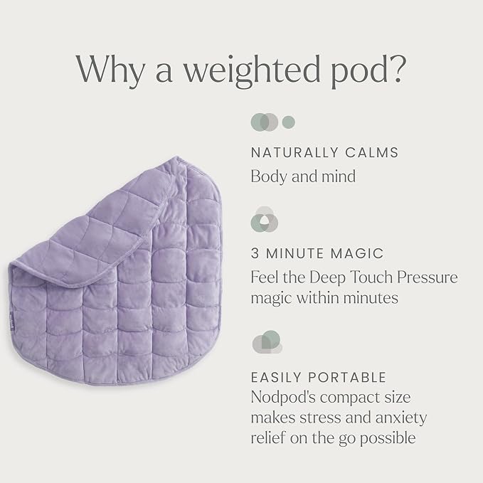 nodpod Body 6.5lb Patented Compact Weighted Blanket | Perfect for Relaxation, Lounging, Napping, Sleeping & Travel, Glass Bead Filled, Machine Washable, 29" x 24", Wisteria