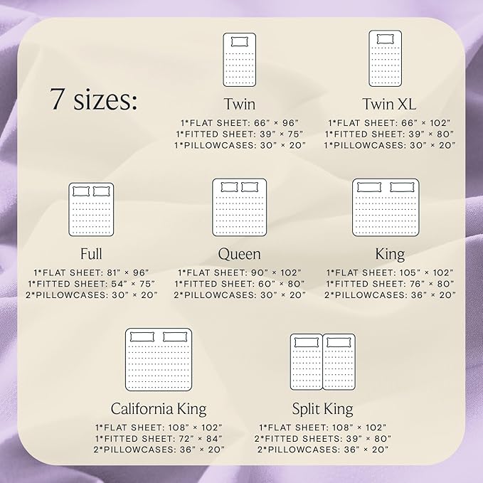 LuxClub 4 PC Queen Sheet Set, Breathable Luxury Bed Sheets, Deep Pockets 18" Wrinkle Free Cooling Sheets Machine Washable Hotel Bedding Silky Soft - Lavender Queen | LuxClub Soft Queen Fitted Sheet & Pillowcase Sets, Breathable Hotel Luxury Bedding Wri...
