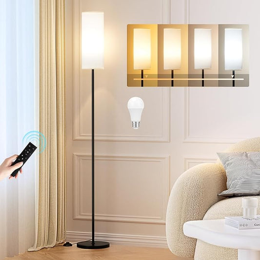 64" Modern Floor Lamp with Remote Control, 9W Bulb Included | Floor Lamps for Living Room, Stepless Dimmable Colors Temperature & Brightness, Standing Lamps for Living Room Bedroom Office