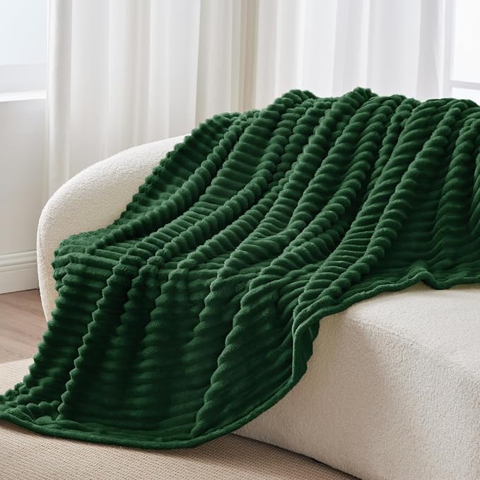 BEDELITE Ribbed King Size Blanket for Bed, Forest Green, 108"x90" | Ultra-Soft Plush Fleece, Warm Yet Lightweight, Ribbed Texture, Home Decor, Machine Washable, Giftable, All-Season Use