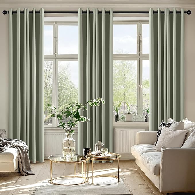 MIULEE Blackout Curtains for Bedroom 2 Panels 40 x 78 Inch Long Sage Green | Thermal Insulated, Living Room Darkening Grommet Drapes, Noise Reducing, Light Blocking Window Treatments