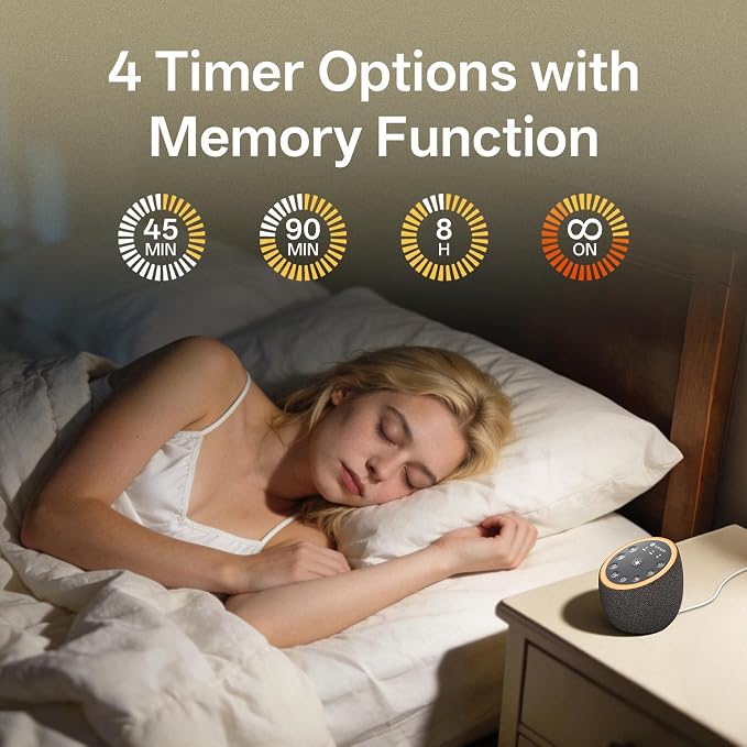 Hotmoon Sound Machine for Sleep, Cocoon 2, 40 Sounds, Dual-Speaker, Plug in | White Green Pink Brown Noise Machine for Sleeping Adults Office Privacy Baby Dogs, 4 Timers, 8 Night Light, Rain Noise Maker