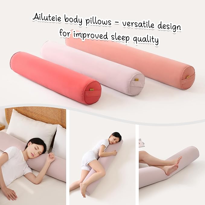 Body Pillow for Adults,Long Round Pillow,Big Cylindrical Pillow,Large Full Bolster Pillows for Side Sleepers (Purple, 59"*7.87")