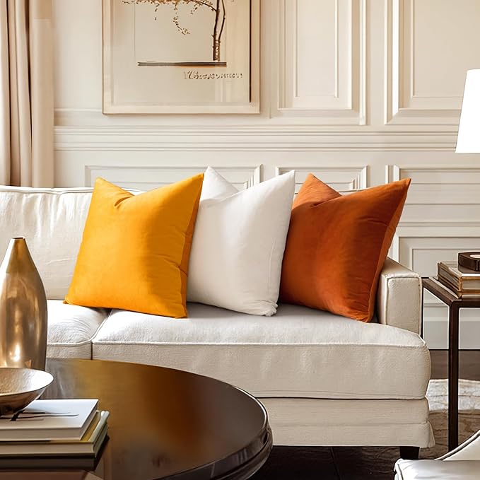 MIULEE Velvet Throw Pillow Covers 18x18 Inch Pack of 2 Lemon Yellow | Soft Solid Decorative Pillow Covers, Modern Luxury Home Decor, for Couch Chair Sofa Bedroom Livingroom