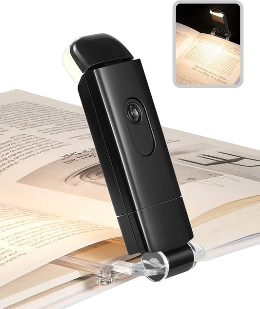 DEWENWILS USB Rechargeable Book Light for Reading in Bed, Warm White, Brightness Adjustable, LED Clip on Book Reading Lights, Perfect for Bookworms, Kids, Black | 2-Level Brightness, Flexible Lighting Angle, Compact & Lightweight, Ideal for Bookworms, ...