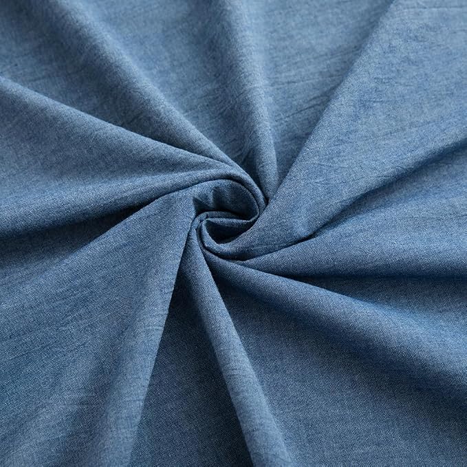 LOVQUE 100% Washed Cotton Duvet Cover, Denim Blue, King Size, 104x90 Inches | Breathable, Linen-like, Natural Bedding Set with Zipper Closure, Corner Ties, 1 Cover + 2 Pillowcases, No Comforter