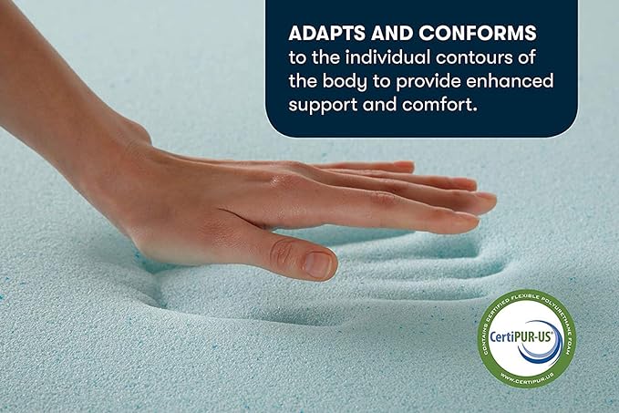 Serta ThermaGel 2-Inch Gel Memory Foam Mattress Topper, King | 2 inch king gel memory foam mattress topper, ThermaGel cooling, pressure relief, CertiPUR-US, made in USA
