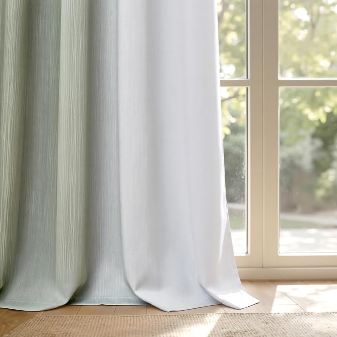 MIULEE Sage Green and Greyish White Ombre Blackout Curtains 52Wx72L | Full Room Darkening,Thermal Insulated,72 Inch Long,Grommet Drapes for Bedroom/Living Room,Modern Window Treatments,Set of 2