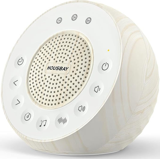 HOUSBAY Sound Machine White Noise for Sleep with Wood Grain | 31 Soothing Sounds, 5W Loud Stereo Sound, Auto-Off Timer, Adjustable Volume, Small Sleep Machine for Noise Canceling