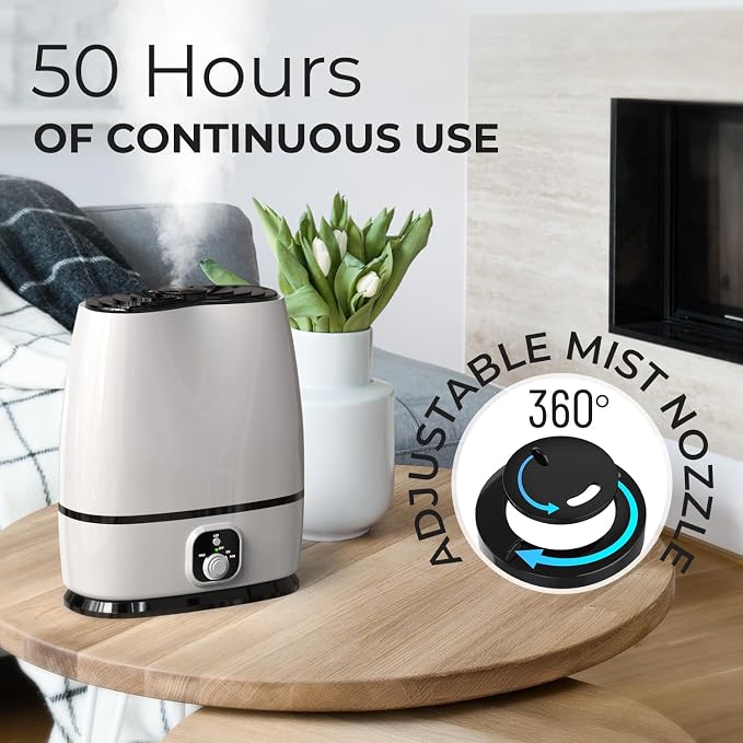 Everlasting Comfort 6L Humidifiers for Bedroom, Quiet 50HR Runtime No-Filter Supersized Cool Mist Humidifier Large Room for Whole House, Plants, Baby Nursery, Allergies, Dry Skin, Congestion, Indoor