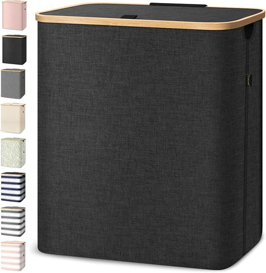 BALEINE 140L Laundry Hamper with Lid, Large Laundry Basket Bin | Large Capacity, Easy-Access Lid, Shape-Retaining Structure, Pull Handles, Ideal for Bedroom, Dorm, Laundry Room