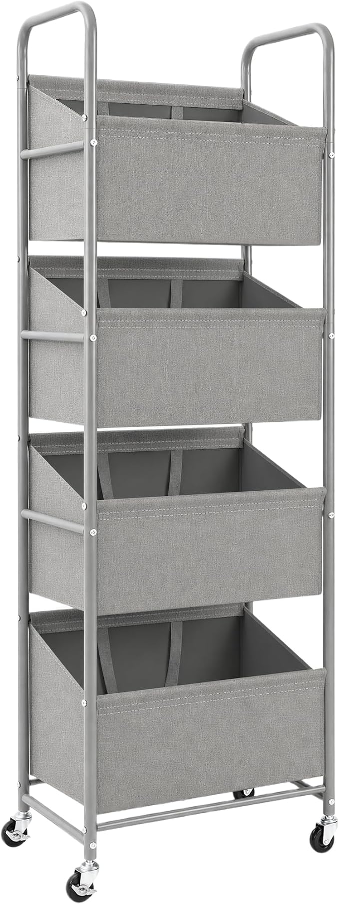 STO STO 4-Tier Vertical Rolling Laundry Hamper, Removable Bags, Gray Faric | 160L Capacity, Space-Saving Vertical Design, Rust-Resistant Steel Frame, Lockable Wheels, Ideal for Apartments & Small Spaces