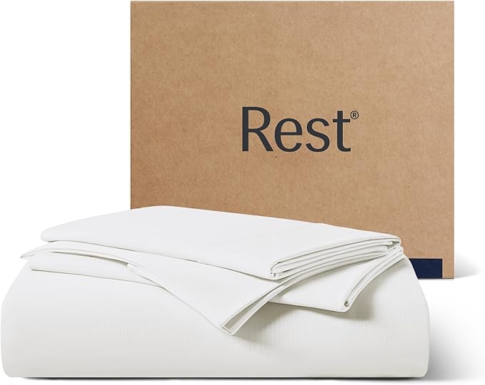 REST® Evercool® + Cooling Sheet Set for Hot Sleepers, Twin XL | Bed Sheets for Night Sweat- QMX>0.44, Ionic+ Self-Cleaning Silver Yarn for Sensitive Skin-2 Pillowcases,1 Fitted Sheet
