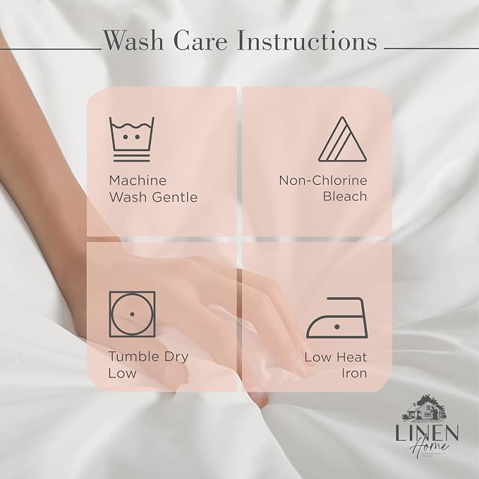 Linen Home 100% Cotton Percale Sheets King Size, Brushed Rose, Deep Pocket, 4 Pieces Set - 1 Flat, 1 Deep Pocket Fitted Sheet and 2 Pillowcases, Crisp Cool and Strong Bed Linen