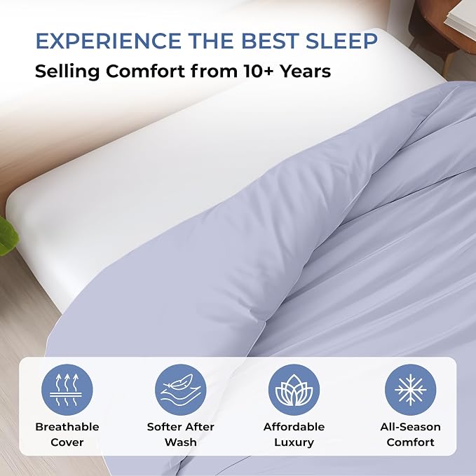 1 Pc Duvet Cover Queen Size/Full Size-100% Egyptian Cotton 600 Thread Count Ultra Soft Premium Durable Comforter Cover Zipper Closure & Corner Ties- (Cornflower Blue, 90" X 90")
