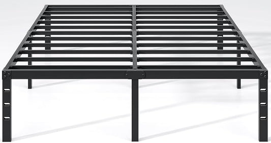 NEW JETO Metal Bed Frame,Full Size Bed Frame with Storage Space,18 Inch | Heavy Duty Sturdy Mattress Foundation,Easy Assembly,No Box Spring Needed, Black