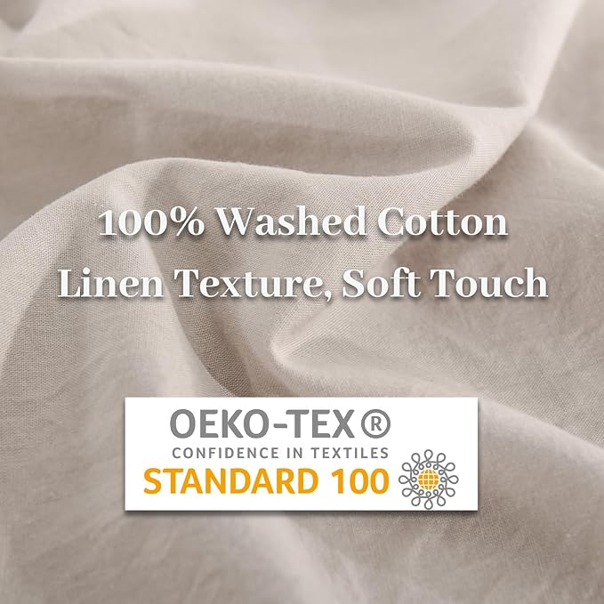 NEXHOME PRO Queen Duvet Cover Set – 100% Certified Organic Cotton with Washed Feel & Linen-Like Texture, Comfortable & Breathable, Home Bedding Set 90"*90" (No Comforter)