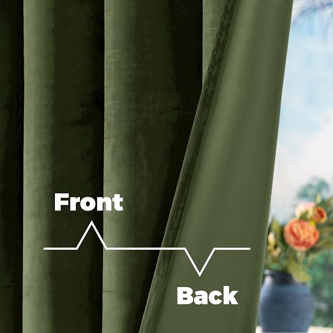 BGment Dark Green Velvet Blackout Curtains 102 Inches Long for Living Room | Luxury, Super Soft, Thermal Insulated, Curtains & Drapes for Bedroom, Back Tab Rod Pocket, Set of 2 Panels, 52 x 102 Inch