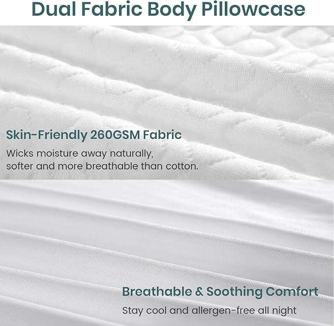 Extra Long Body Pillow Memory Foam 160x50cm – Body Pillows for Anime Pillowcase – with Cooling Cover 20 x 63 inches