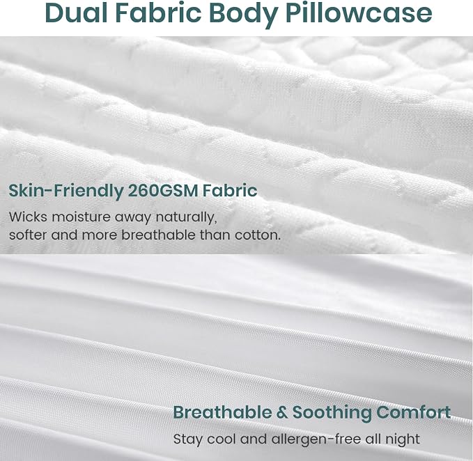 Extra Long Body Pillow Memory Foam 180x50cm – Firm King Size Body Pillows for Adults – with Cooling Cover 21 x 72 inches