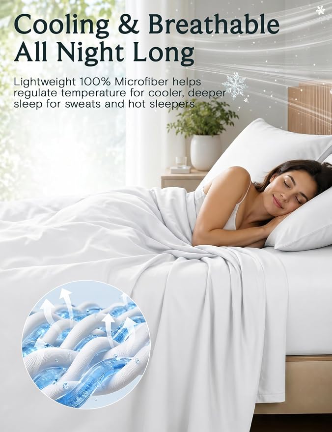 LuxClub 4 PC King Size Sheet Set Bed Sheets Deep Pockets 18" Wrinkle Free Cooling Bed Sheets Machine Washable Hotel Bedding Silky Soft - White King | LuxClub Silky Fitted Sheet & Pillowcase Sets, Breathable Hotel Luxury Bedding for Mattress Wrinkle Fre...