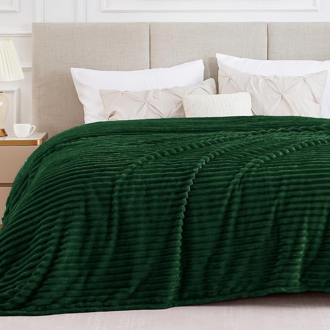 BEDELITE Ribbed King Size Blanket for Bed, Forest Green, 108"x90" | Ultra-Soft Plush Fleece, Warm Yet Lightweight, Ribbed Texture, Home Decor, Machine Washable, Giftable, All-Season Use