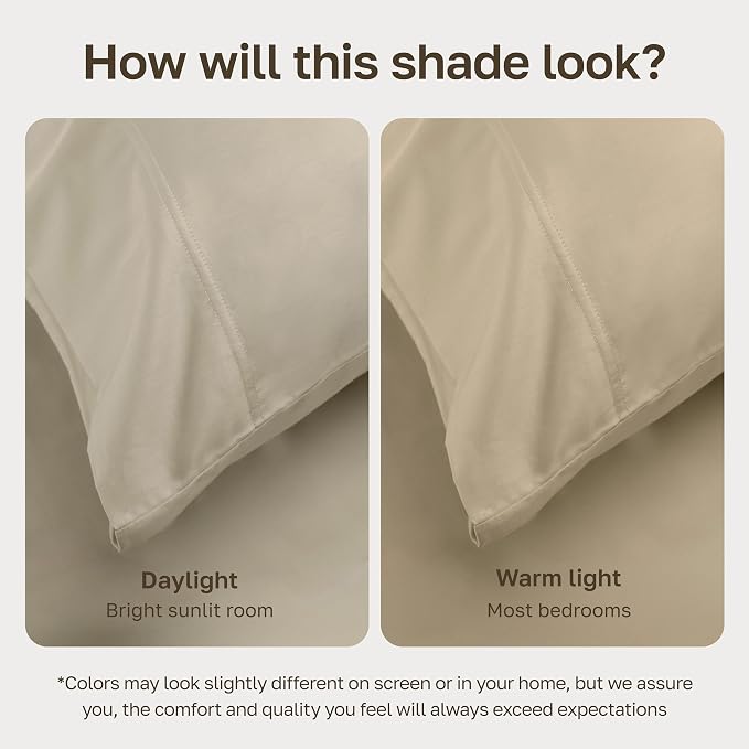California Design Den Certified 100% Egyptian Cotton Full Bed Sheets, Beige | Backed by Good Housekeeping Seal, Light & Airy Soft Sateen, 15" Deep Pocket, All-Around Elastic, Durable, Easy Care 4pc Set