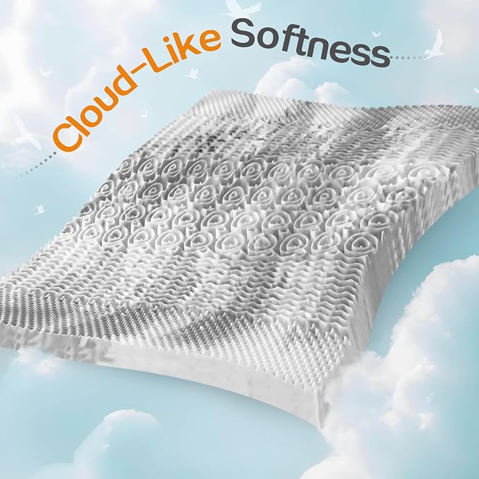 SINWEEK Mattress Topper 5-Zone Memory Foam Mattress Topper Pressure Relieve Soft Mattress Pad, CertiPUR-US Certified, 2 Inch Twin XL Size, Gray