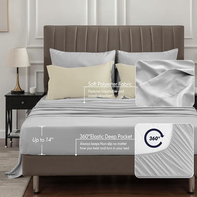 BEDELITE Full Comforter Set 7 Pieces, Reversible Oatmeal Bed in A Bag | Soft All Season Down-Alternative Comforter, Sheets, Pillowcases & Shams, OEKO-TEX Certified Bedding for Bedrrom, Guest Room