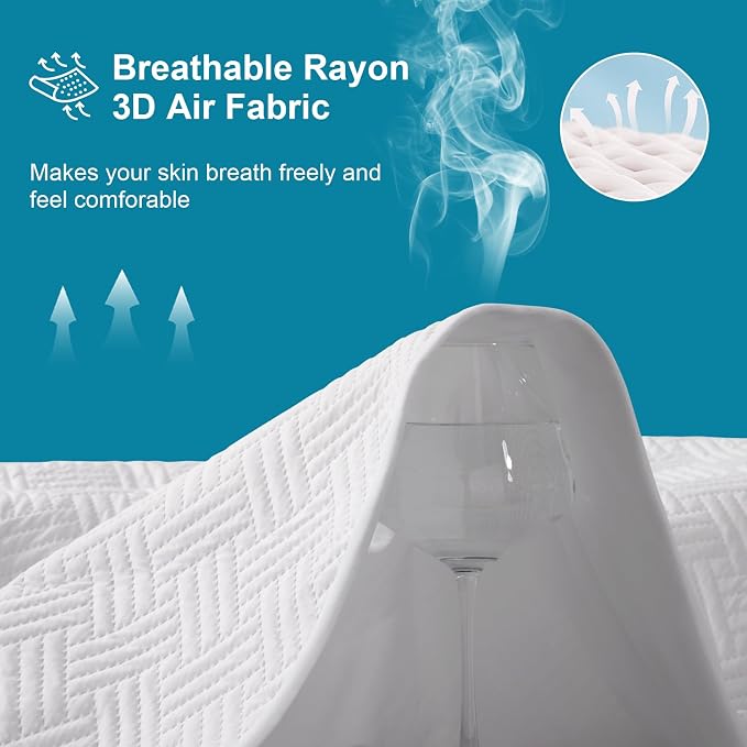 Waterproof Twin XL Size Mattress Protector with Deep Pockets, White | Breathable Noiseless Soft Mattress Pad Cover Fits 8"-21" Deep Mattresses, Great for Home, Hotel & Bedroom, Machine Washable
