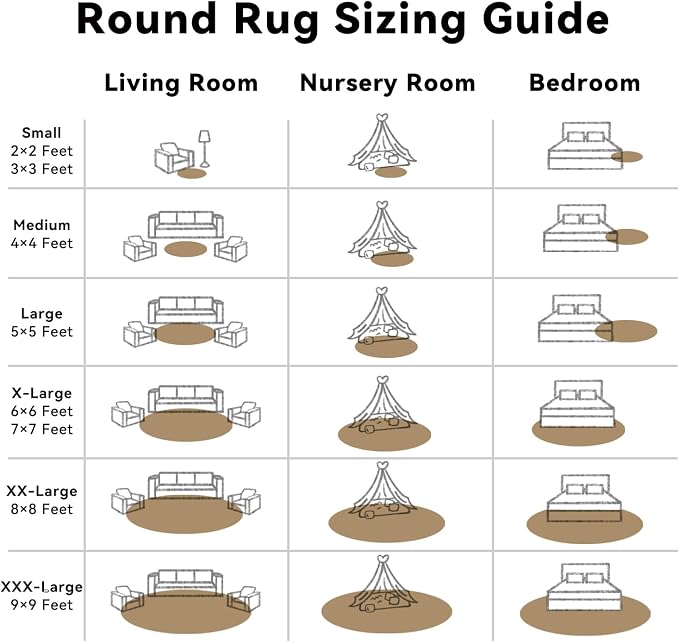 OLANLY Taupe Round Rugs for Bedroom - Machine Washable, 3 ft Circle Area Rugs for Living Room, Soft and Fluffy Shaggy Carpet for Teen Girl and Boys, Nursery Rooms, Dorms, Home Decor Aesthetic