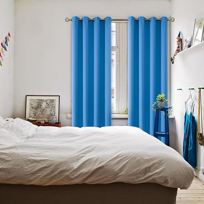BGment Classic Blue Blackout Curtains for Living Room 95 Inch - 2 Panels | Grommet Top, Black Out, Extra Long, Room Darkening, Sunblock, Thermal Insulated, Window Drapes for Bedroom, 52x95 Inch