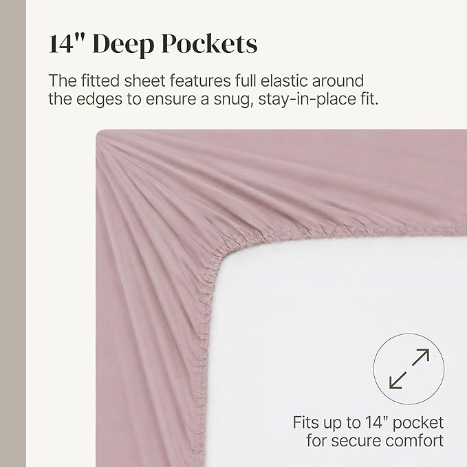 Modern Threads Soft Microfiber Solid Sheets - Luxurious Microfiber Bed Sheets - Includes Flat Sheet, Fitted Sheet with Deep Pockets, & Pillowcases Cameo Rose Twin