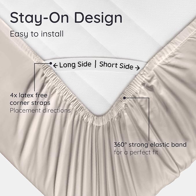 Bambaw 100% Viscose Derived from Bamboo Fitted Sheet Full Size, Cooling Fitted Sheet Full Size, 15’’ Deep Pockets, Ultra Soft Bottom Sheets Only (Sand)