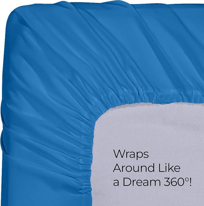 Queen Fitted Sheet, Ultra Soft Fits Up to 16 Inch Deep Pocket, Dusk Blue | Hotel Comfort, Cooling & Breathable Cotton like Polyester, Easy Fit, Wrinkle & Fade Resistant, Snug Fit, Easy Care, Oeko-Tex