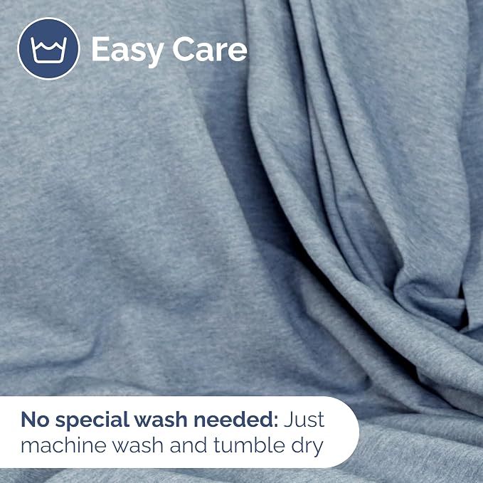 Queen Flat Sheet - Single Top Flat Sheet Only - Cooling - Heathered Blue | Hotel Luxury Top Flat Sheet Only, Ultra-Soft, Breathable & Cooling, Fade & Wrinkle Free, Easy-Care, Stain & Shrink Resistant
