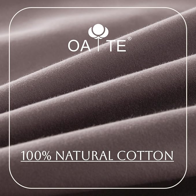 OAITE Duvet Cover Set 100% Washed Cotton Solid 3pcs | Soft,Durable,Long-staple Cotton,Hidden Zipper with 8 Interior Corner Ties,2 Pillowcases