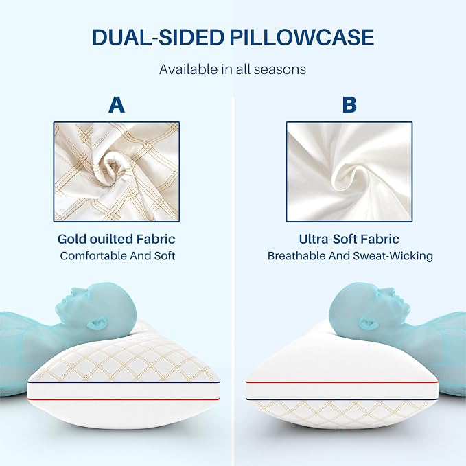 YZ HOME Long Body Pillow for Adults - Insert with Shredded Blue Memory Foam | Firm Body Pillow, Adjustable Height, Soft Support for Side Sleeping, Pregnant Women, Washable (20x54 Inch, White)