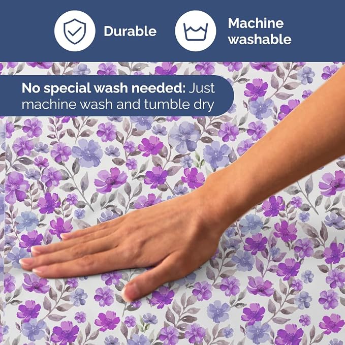Full 4 Piece Floral Sheet Set - Soft, Breathable & Cooling - Purple Bloom | 1 Flat, 1 Fitted & 2 Pillowcases w/ Deep Pockets, Boho Botanical Floral Bedding, Breathable & Cooling, Wrinkle & Fade Free