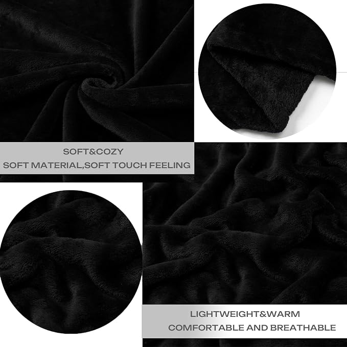 Black Fleece Plush Throw Blanket 50"x70"for Couch Sofa Fuzzy Cozy Flannel | Super Soft Lightweight Microfiber Blanket for Bed Chair bedroom Home Decor All Season,Birthday Gifts for Women Mom Adult